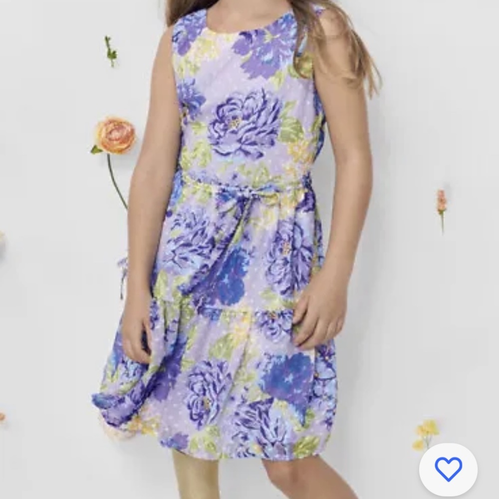 The Children’s Place Sleeveless Purple White Floral Dress With Lining Size 6 NEW